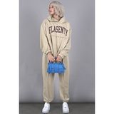 Madmext MG1561 Bej Oversize Baskılı Erkek Eşofman Takım