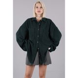Madmext MG1562 Yeşil Oversize Kadın Gömlek Ceket