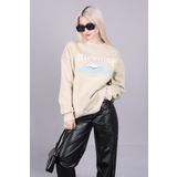 Madmext MG1571 Bej Kadın Sweatshirt