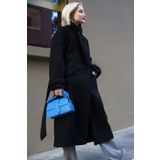 Madmext MG1584 Siyah Oversize Uzun Kadın Kaban