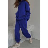 Madmext MG1609 Saks Kapüşonlu Oversize Kadın Eşofman Takımı
