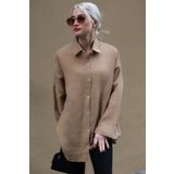 Madmext MG1660 Muslin Kumaş Basic Camel Kadın Gömlek