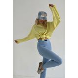 Madmext MG1676 Sarı Basic Bisiklet Yaka Kadın Sweatshirt