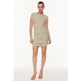 Madmext MG1739 Camel Büzgülü Mini Kadın Elbise