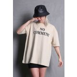 Madmext MG1763 Bej Baskılı Bisiklet Yaka Kadın T-shirt