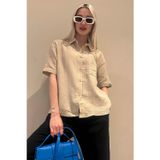 Madmext MG1784 Bej Muslin Kumaş Basic Kadın Gömlek