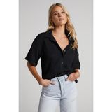 Madmext MG1784 Siyah Müslin Kumaş Basic Kadın Gömlek