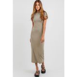 Madmext MG1856 Bej Basic Yarım Balıkçı Uzun Elbise