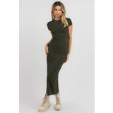 Madmext MG1856 Haki Basic Yarım Balıkçı Uzun Elbise