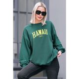 Madmext MG1922 Yeşil Bisiklet Yaka Kadın Sweatshirt