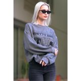 Madmext MG1923 Füme Baskılı Oversize Kadın Sweatshirt