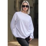 Madmext MG1924 Beyaz Kadın Sweatshirt