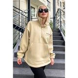 Madmext MG1935 Bej Kadın Sweatshirt