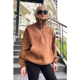 Madmext MG1935 Kahverengi Kadın Sweatshirt