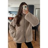 Madmext MG1966 Mint Yeşili Dik Yakalı Cepli Peluş Mont