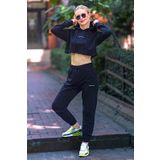 Madmext MG465-3 Mad Girls Siyah Kapüşonlu Kadın Eşofman Takımı