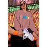 Madmext MG791 Pudra Mad Girls Baby Baskılı Kadın Sweatshirt