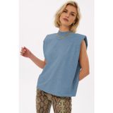 Madmext MG900 Mad Girls Mavi Vatkalı Kadın T-shirt