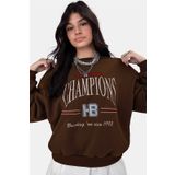 Madmext MG930 Mad Girls Kahverengi Kadın Sweatshirt