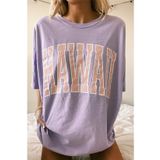 Madmext MG966 Mad Girls Lila Kadın Tişört
