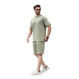Madmext Mint Yeşili Baskılı%100 Pamuklu Erkek Şort Tişört Takım E7312,Mint Yeşili 2XL