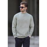 Madmext Mint Yeşili Bisiklet Yaka Nakış Detaylı Cepli Erkek Sweatshirt 7049,Mint Yeşili M
