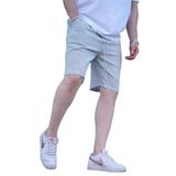Madmext Mint Yeşili Çizgili Beli Ayarlanabilir Pamuklu Keten Kısa Erkek Şort 6542,Mint Yeşili M