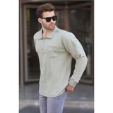 Madmext Mint Yeşili Polo Yaka Fermuarlı Uzun Kollu Erkek Sweatshirt 7057