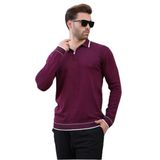 Madmext Mor Fermuarlı Polo Yaka Çizgi Detaylı Uzun Kollu Kazak 7267,Mor M