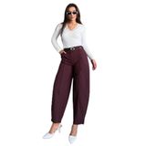 Madmext Mürdüm Modern Kesim Kemerli Yüksek Bel Bol Paça Kumaş Pantolon Mg2618,Mürdüm S