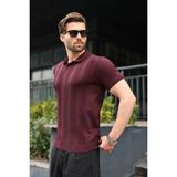 Madmext Mürdüm Polo Yaka Triko Erkek Tişört E7469