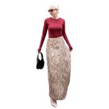 Madmext Parlak Camel Kırışık Desen Kadın Etek Mg2290,Camel S