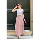 Madmext Pembe Beli Lastikli Uzun Kadın Etek MG1979