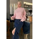 Madmext Pembe Boğazlı Kadın Triko Kazak Mg2535,Pembe M