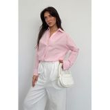 Madmext Pembe Çizgili Kadın Gömlek Mg2410,Pembe M