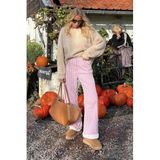 Madmext Pembe Çizgili Wide Leg Jean Pantolon, Kadın, 32 Beden