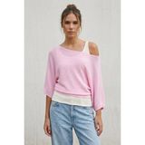 Madmext Pembe Geniş Yaka Çift Katlı Triko Kazak MG2780 - S