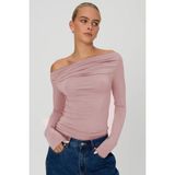 Madmext Pembe Kayık Yaka Büzgülü Kadın Bluz MG2050
