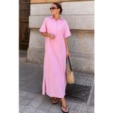 Madmext Pembe Modal Kumaş Maxi Gömlek Elbise MG2866