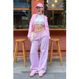 Madmext Pembe Pötikareli Bol Paça Kadın Pantolon Mg2335