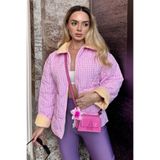 Madmext Pembe Pötikareli Cepli Kadın Mont Mg2488,Pembe XL