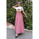 Madmext Pembe Pötikareli Midi Boy Kadın Etek Mg2360
