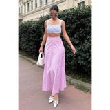 Madmext Pembe Pötikareli Midi Boy Kadın Etek Mg2360,Pembe L