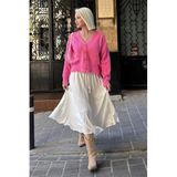Madmext Pembe V Yaka Kadın Triko Hırka Mg2462,Pembe M