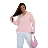 Madmext Pembe V Yaka Triko Kadın Kazak Mg2501,Pembe L