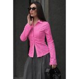 Madmext Pembe Vücuda Oturan Slim Fit Kadın Gömlek MG2659