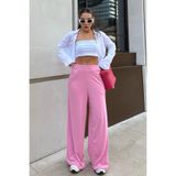 Madmext Pembe Yüksek Bel Rahat Kesim Geniş Paça Kadın Pantolon Mg2309,Pembe L