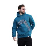 Madmext Petrol Mavisi Kapüşonlu Baskılı Cep Detaylı Erkek Sweatshirt E7065,Petrol Mavisi S