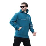 Madmext Petrol Mavisi Kapüşonlu Şerit Detaylı Baskılı Erkek Sweatshirt 7091,Petrol Mavisi M