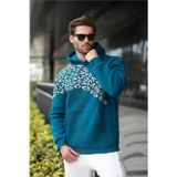Madmext Petrol Yeşili Baskılı Kapüşonlu Erkek Sweatshirt E7160